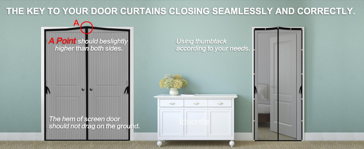 Magnetic Screen Door for 48 x 83 Inch French Door, Screen Itself Size: 50" x 84", Glass Sliding Door Heavy Duty Screen Door Mesh Curtain Keeps Bugs Out for Patio, Sliding Or Large Door