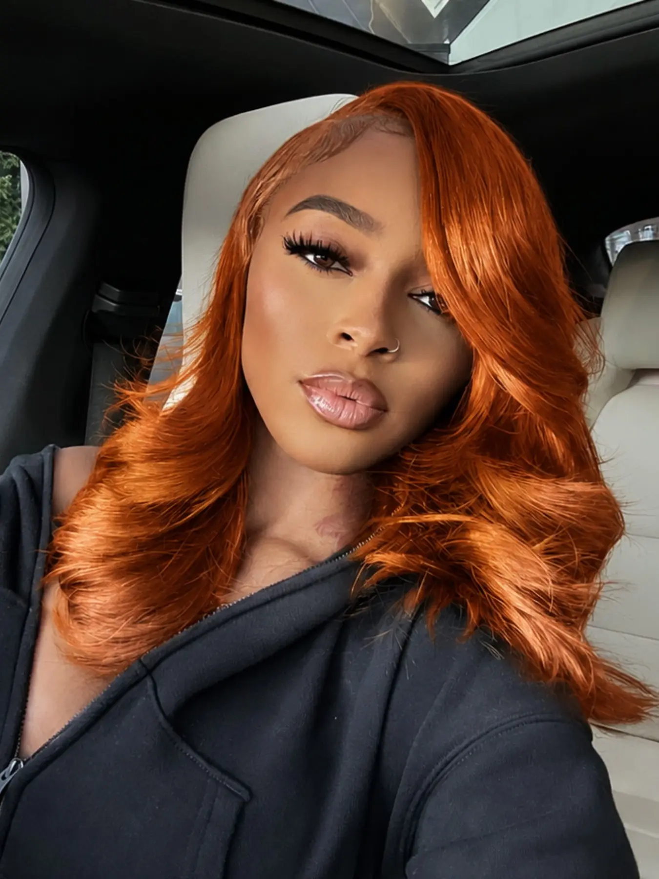 14 Inch Ginger Orange Deep Wave Lace Front Wig Heat Resistant Synthetic Hair Glueless Natural Hairline for Daily & Party Wear