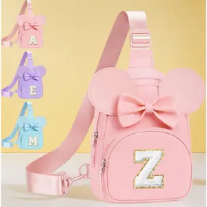 Birthday Gifts for Kids Girls Purse Sling Bag, Initial Fanny Pack Crossbody Bag for Little Girls Purse, Birthday Gifts for 2 3 4 5 6 7 Year Old Girl Sister Daughter Personalized Gift, Pink (M)