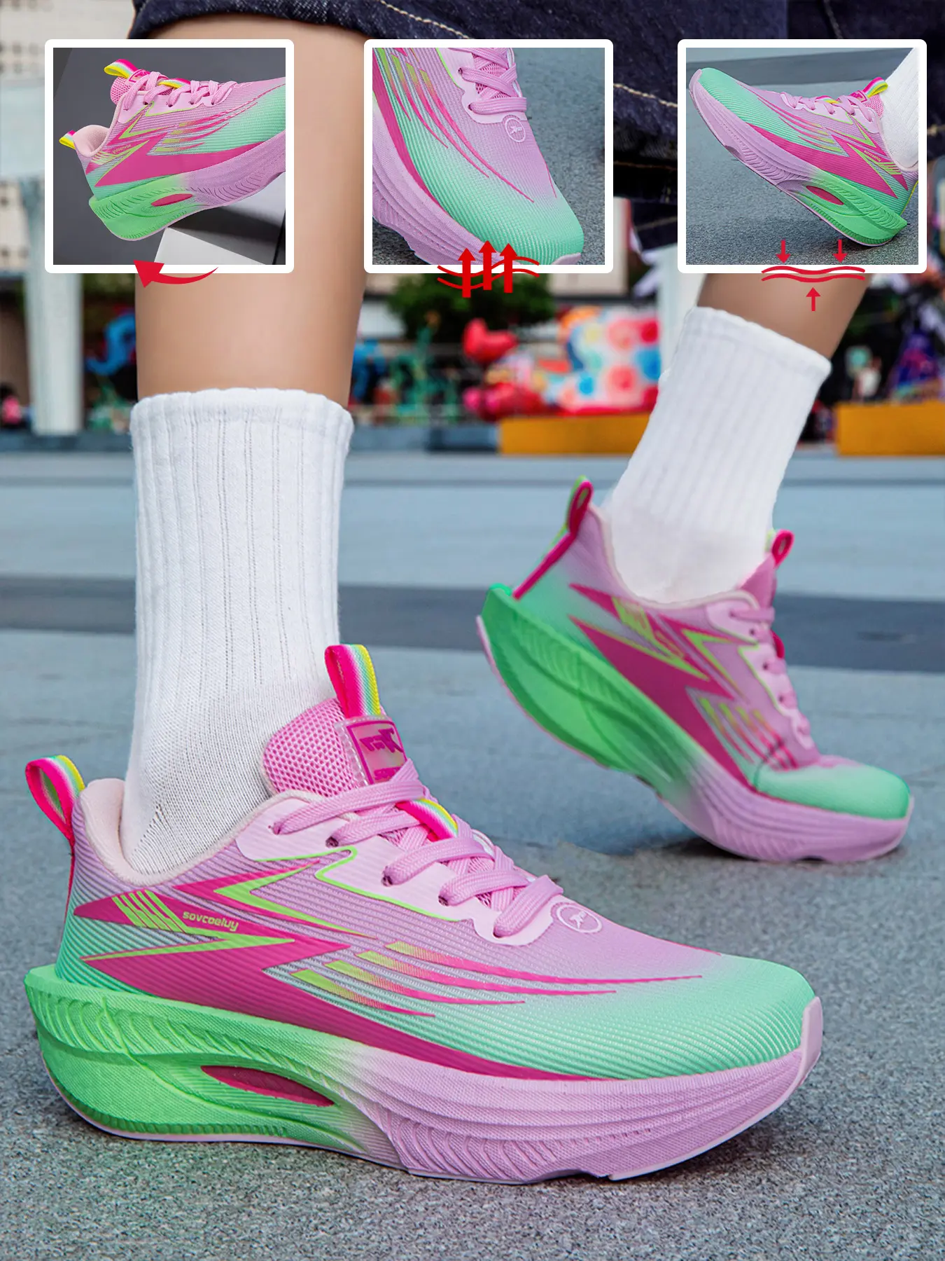 New Couple Casual Running Shoes, Summer Breathable Lightweight Fitness Sneakers, Thick Cushioned Sole, Eu36-Eu45 All Sizes