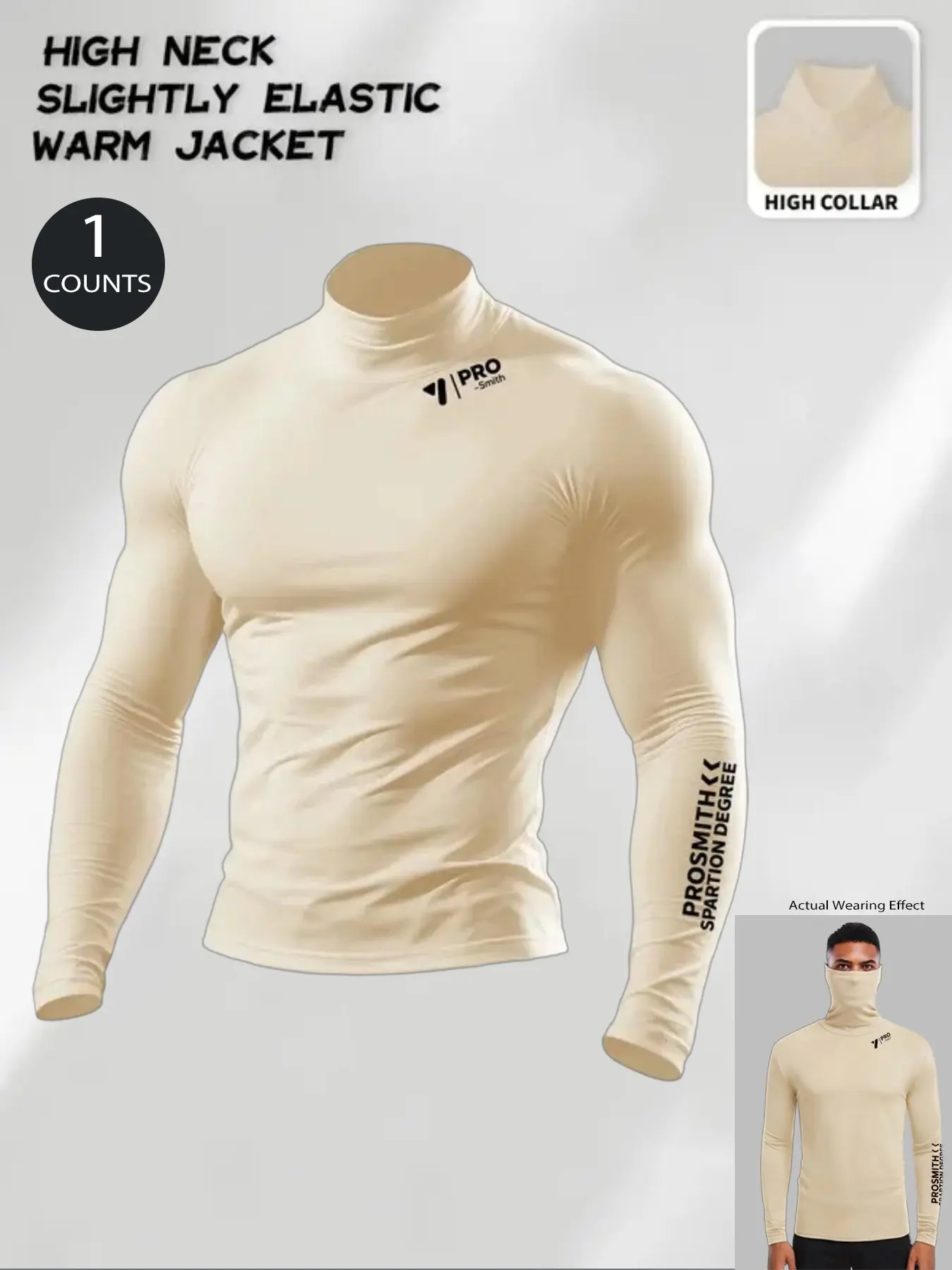 2026 Men's High Neck Warm Stretch Long Sleeve Top in, Athletic Tech Wear for Sports, Fitness & Gym Clothing