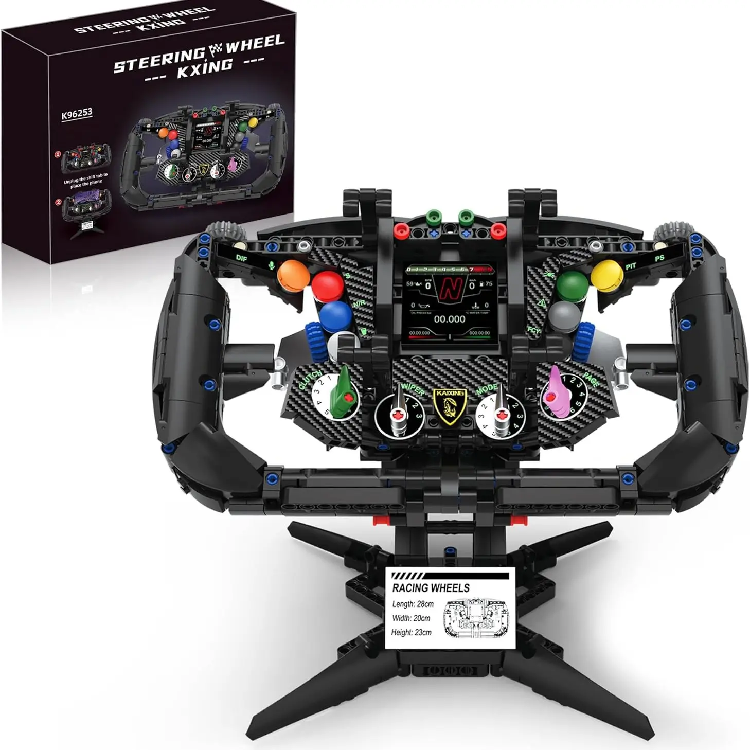 Race Car Steering Wheel Model Building Kit, Patience and Hand-Eye Coordination Exercise, Gift for Racing Enthusiasts, Ages 6+, Building Block Model, Diy Building Model, Model Building Set