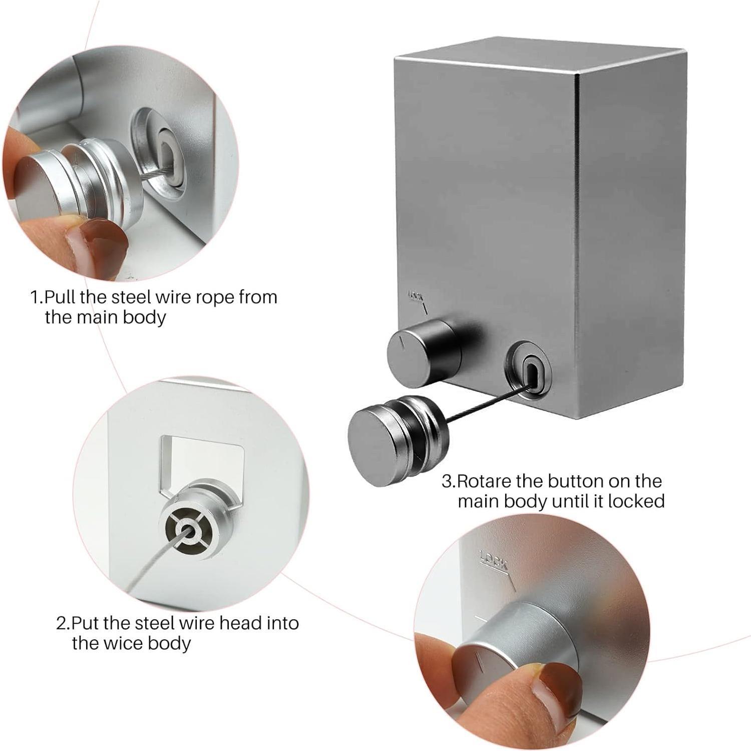 Stainless Steel Retractable Clothesline, 1 Count Household Invisible Wall Mounted Clotheslines, Storage, Sun-dry, Balcony Drying Drying Rack, Adjustable Heavy-duty Clothesline for Home, Hotel, Summer Gift#TOP PICKS