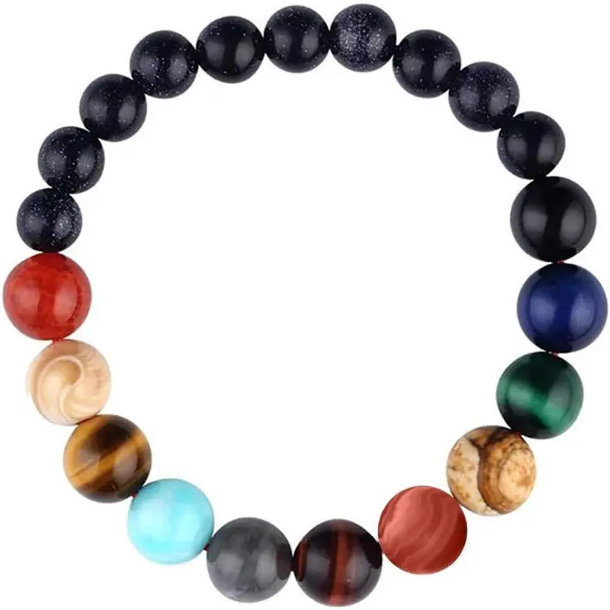 Women Stone Bead Charm Bracelet Universe Galaxy the Eight    in the Solar System Guardian  Bracelets