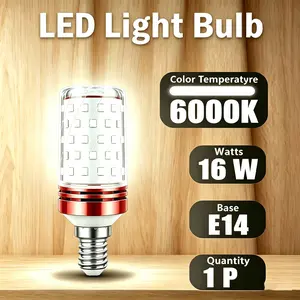 1Pcs E14 Bulb, LED Mini Bulb, 16W White/Warm Light, For Home Wall Lamps, Pendant Lights, Indoor Lighting, and Household Spare Bulbs