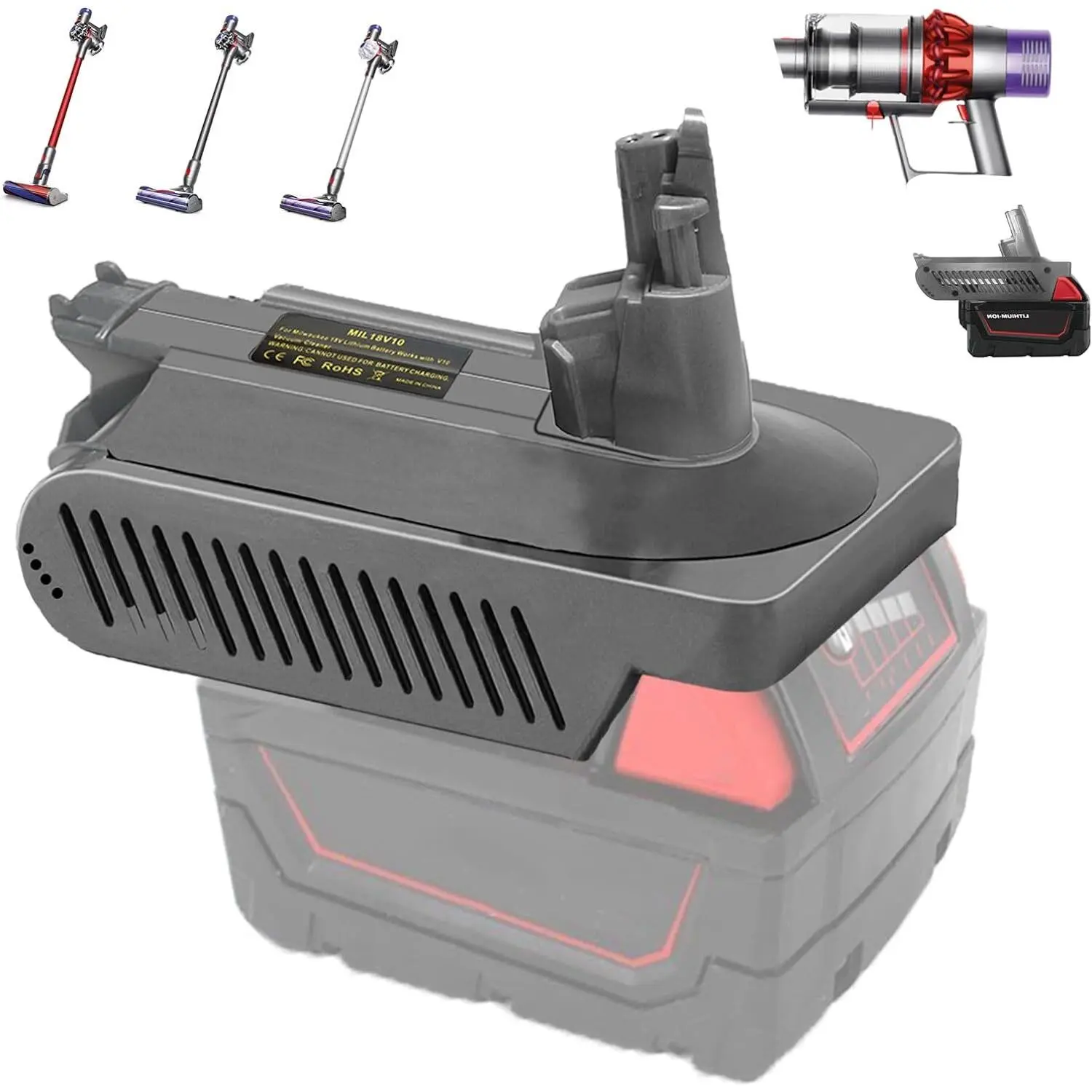 for Dyson V10 Battery Adapter for Milwaukee 18V Battery Convert to for Dyson V10 Handheld Vacuum Converter