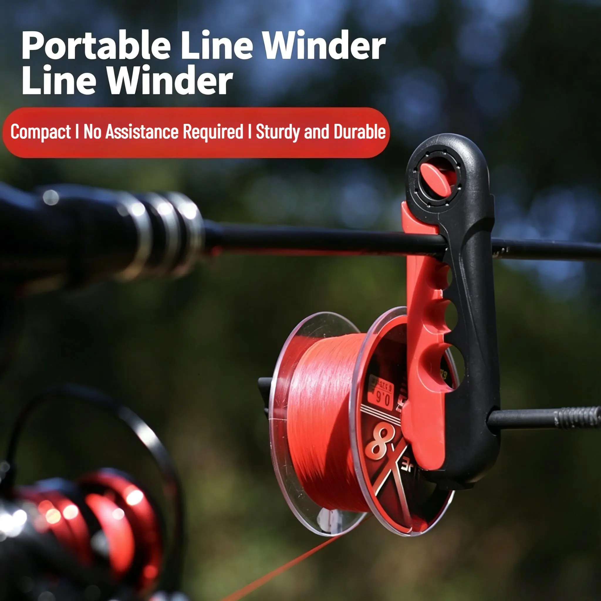 Portable Fishing Line Spooler, Reel Line Winder for PE Line, Handheld Line Loading Tool for Fishing Rod & Spinning Reel