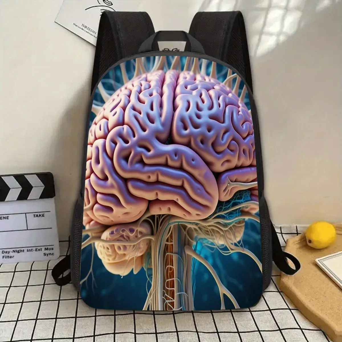 1pc Realistic Brain Anatomy Design 17-Inch Laptop Backpack with Water Bottle Holder - Lightweight Durable School Backpack for Teens & Adults, Adjustable Straps, Vibrant Neuroscience Art, Unisex Commuter Travel Backpack (Unique Gift for Christmas, Valentin