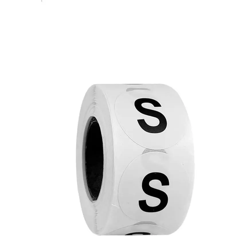 500-Count Round Black Clothing Size Sticky Labels & Stickers, Office Stationery for Shirt, T-Shirt Retail Marking