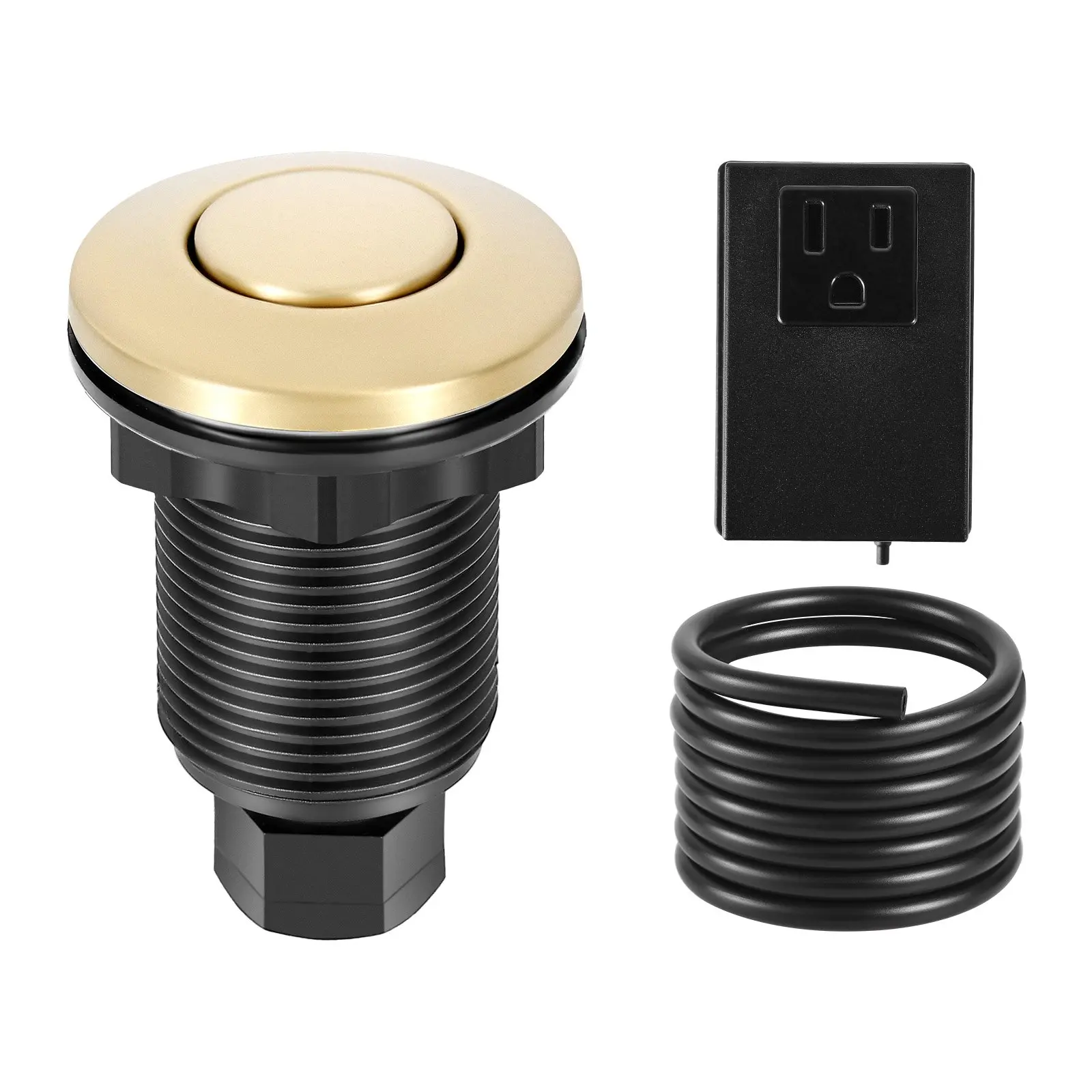 Garbage Disposal Air Switch Kit, 2.5" Sink Top Air Switch for Food Waste Disposal, Brushed Gold Stainless Steel ON/OFF Air Button for Waste Disposer - Suitable for Stainless Steel Countertops