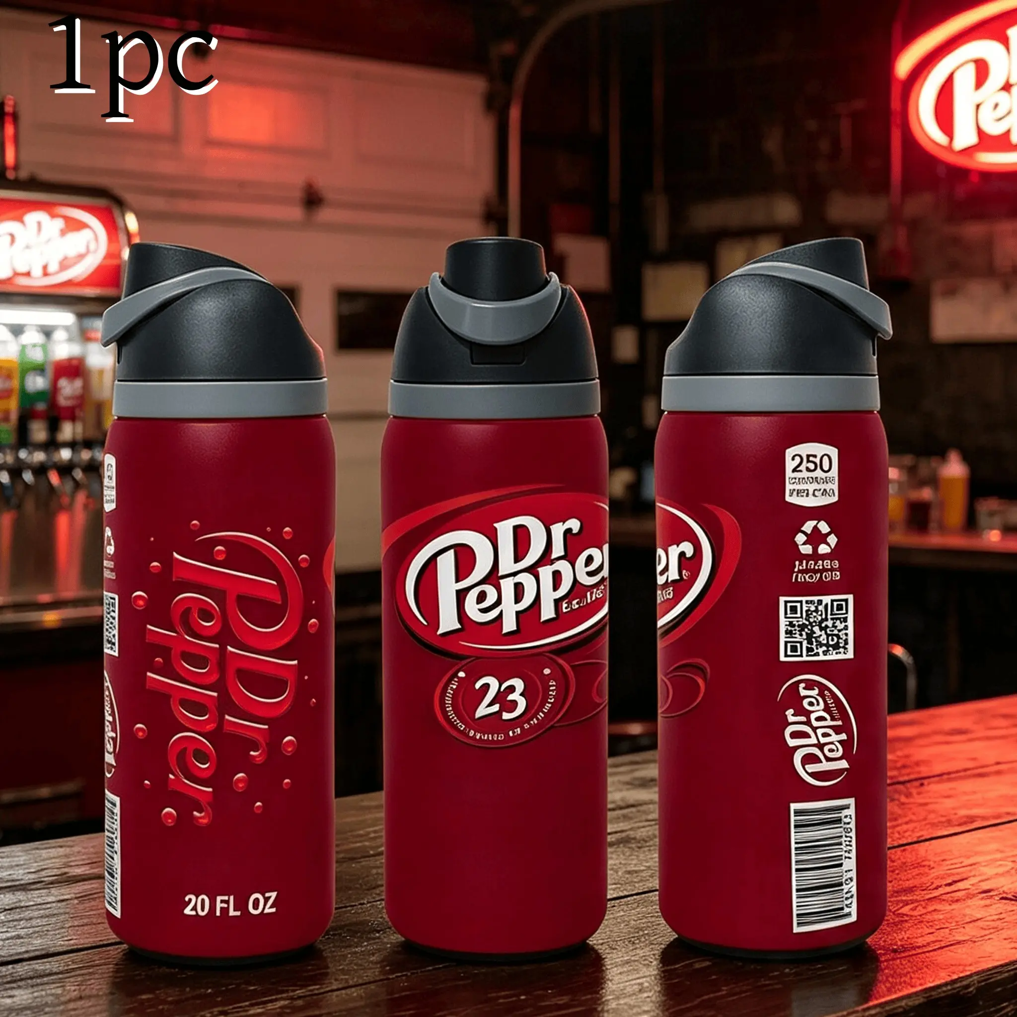 1pc Dr. Pepper pattern 32oz stainless steel insulated water bottle, Perfect for Beverages, Durable Design, Ideal for Daily Use, Stylish Drinkware, Insulated Vacuum Drinkware