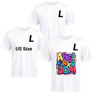 3 PCS White Polyester T Shirts Bulk Sublimation Blanks Unisex Wholesale Crew Neck Short Sleeve for Heat Transfer DIYGift.