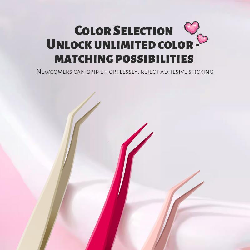 Nano Anti-Stick Eyelash Extension Tweezers, Professional Lash Extender for Girls & Women, Beginner Friendly Smooth Straight & Curved Tweezers