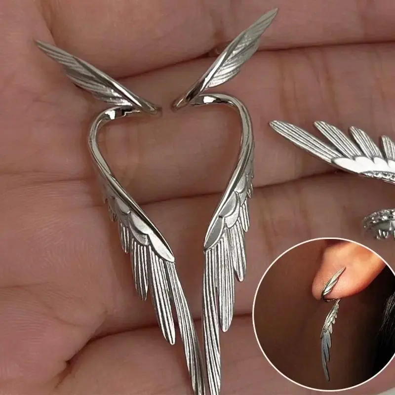Simple Feather Wings Stud Earrings Fashionable Retro High-end Elegant Earrings Titanium Jewelry Alloy Accessory 2025