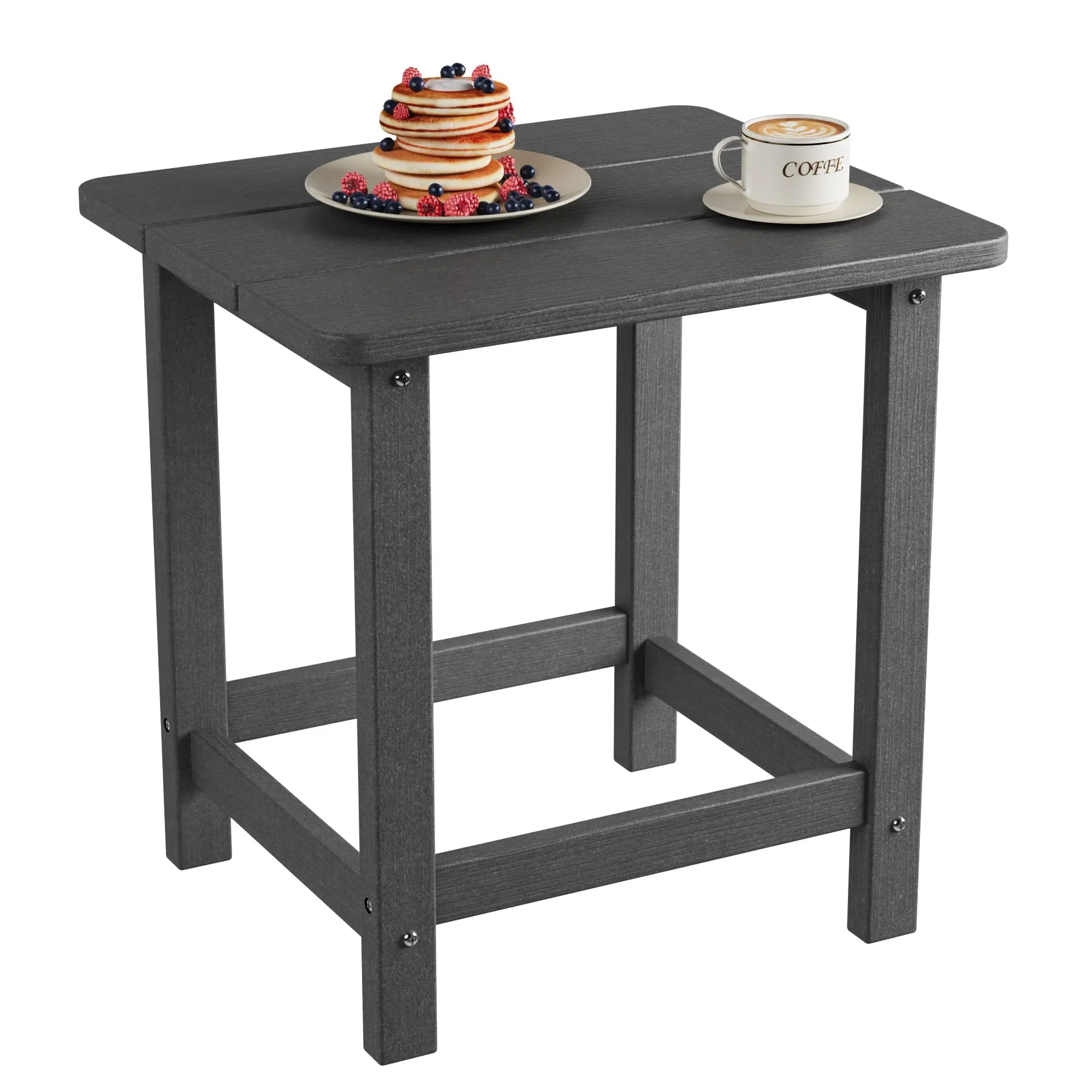 Weather Resistant HDPE Adirondack Square Outdoor Side Table – Durable, UV-Proof, Easy Assembly, Maintenance-Free – Small Patio End Table for Garden, Balcony, Porch, Beach, Pool