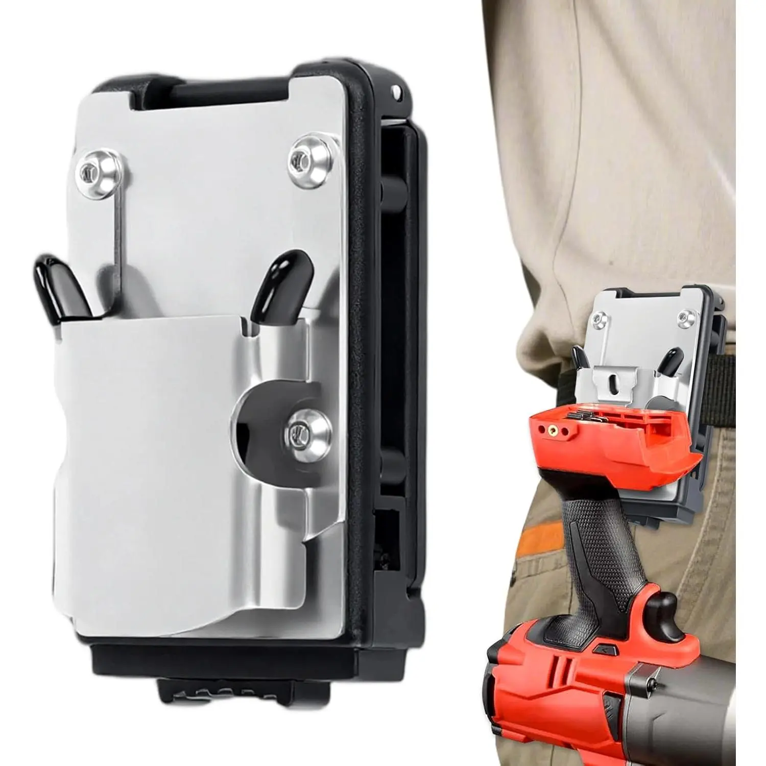 Drill Holder Belt Clip,Hook Holster for Cordless Drill Driver, Tape Measure,Quick Access Eletric Drill Clip on Belt,Fits Up to 2.1''