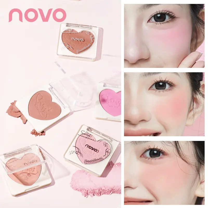 Heart Shaped Single Blush Multiple Gentle Shades Fine Matte Powder Easy To Blend Create Natural Vibrant Daily Cheek Makeup