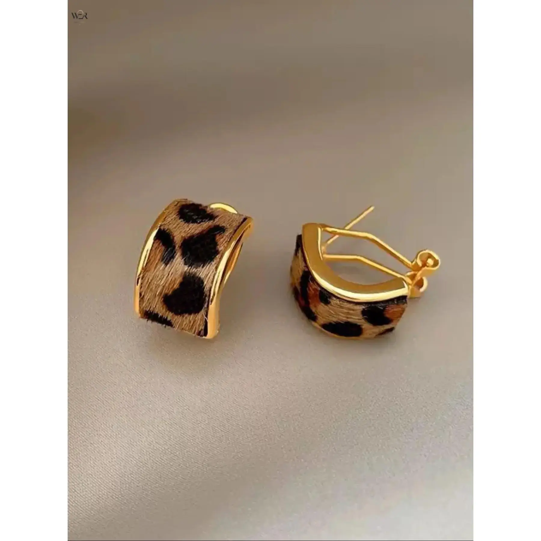 Leopard Hoop Earring Gold Trim Animal Print Velvet Bold Statement Lightweight Feminine Summer Gift for Women Girls Daily Wear Special Occasion Perfect Accessory
