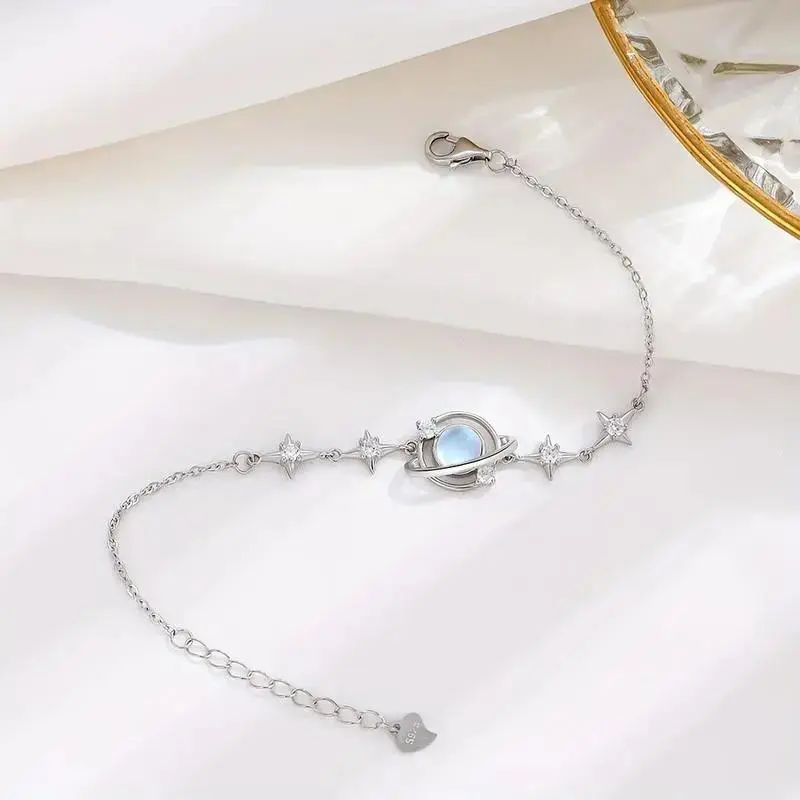 The "Laurel Planet" bracelet for September features an exquisite starry-sky design; the pendant is crafted from high-quality copper and comes with a 925 sterling silver extender chain. It makes a perfect Christmas gift for children and family members., Th
