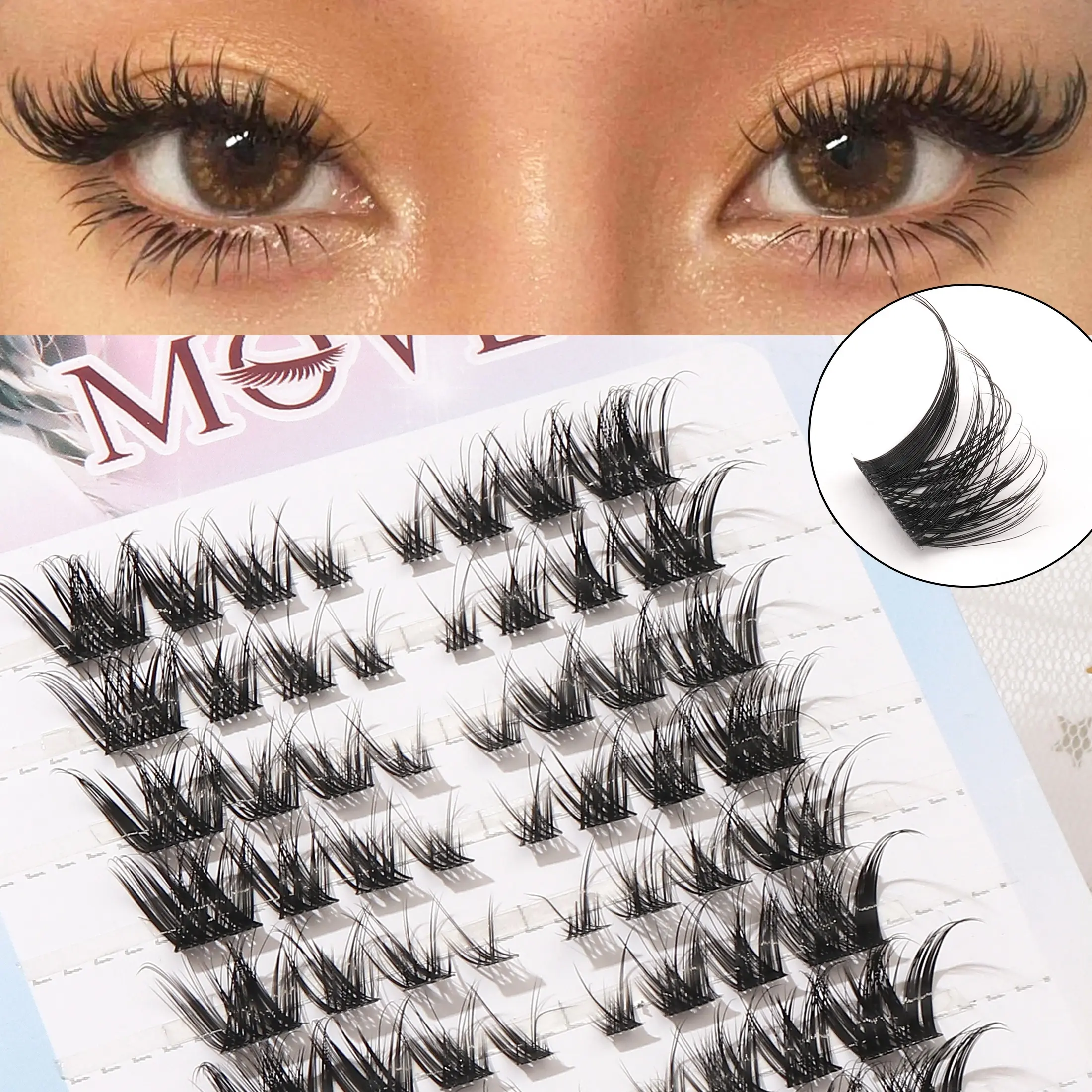 10 Rows 80 Pairs False Eyelashes, Natural Soft C Curl Segmented Lashes, Lightweight DIY False Eyelashes, Perfect for Daily Commute, Date Makeup