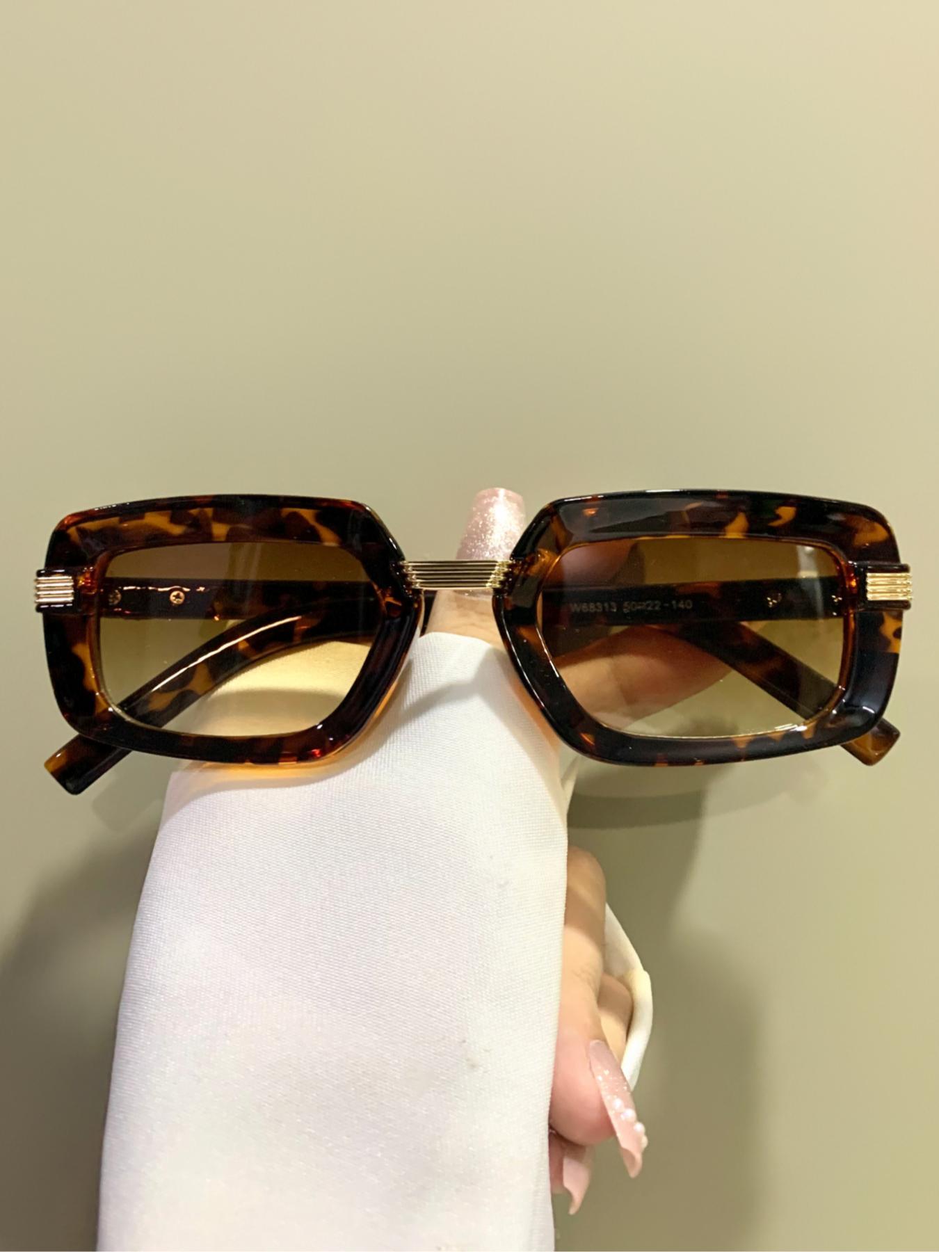 Unisex Vintage Rectangle Frame Glasses, Trendy Casual Glasses for Everyday Use, Fashion Accessories for Outdoor Activities