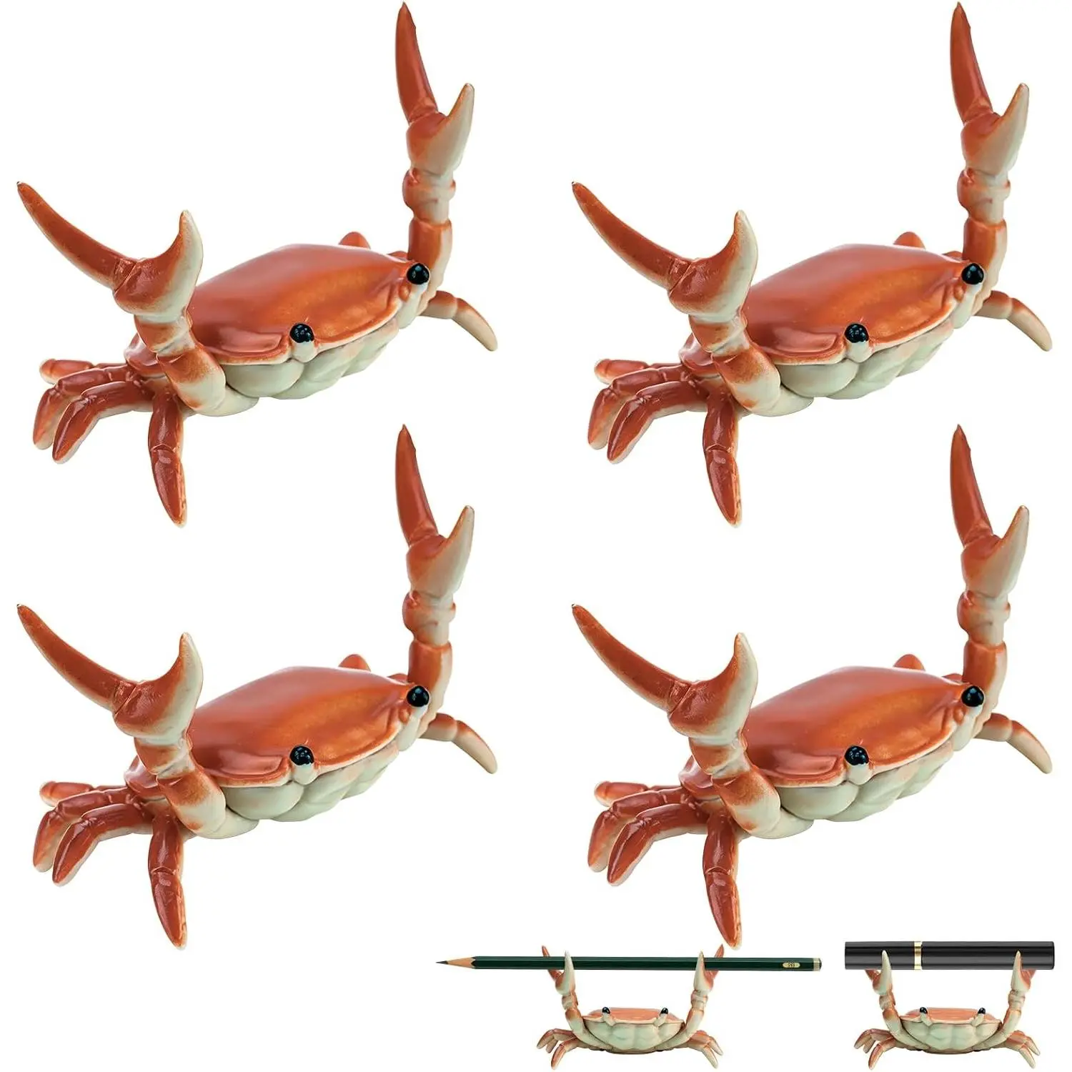4 count Crab Pen Holder for Desk, Cute Crab-Shaped Pencil Holders, Fun Office Desk Accessories for , Office, School, Ideal Gifts for Family,  (4Pcs-Red)