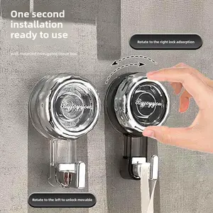 2 Pack Twist Lock Suction Cup Hooks, No Drill Removable Vacuum Wall Hooks, Waterproof Heavy Duty Towel Hanger for Bathroom Kitchen Tile Glass