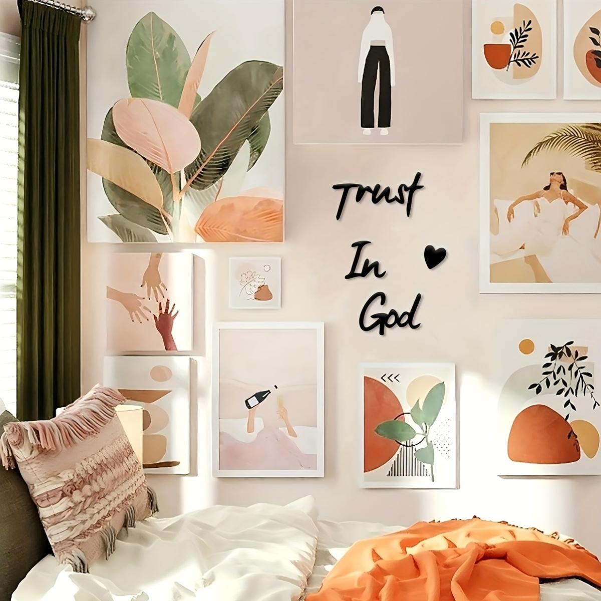 Trust in God Letter Pattern Wall Hanging Decor, Inspirational Wall Hanging Decor for Home, Prayer Room & Farmhouse Decor, s, Art Wall Decoration upside christmas tree pink ribbon peach basket Cowboy Plush Set cleaning  mop  bucket Cordless Travel Vacuum B