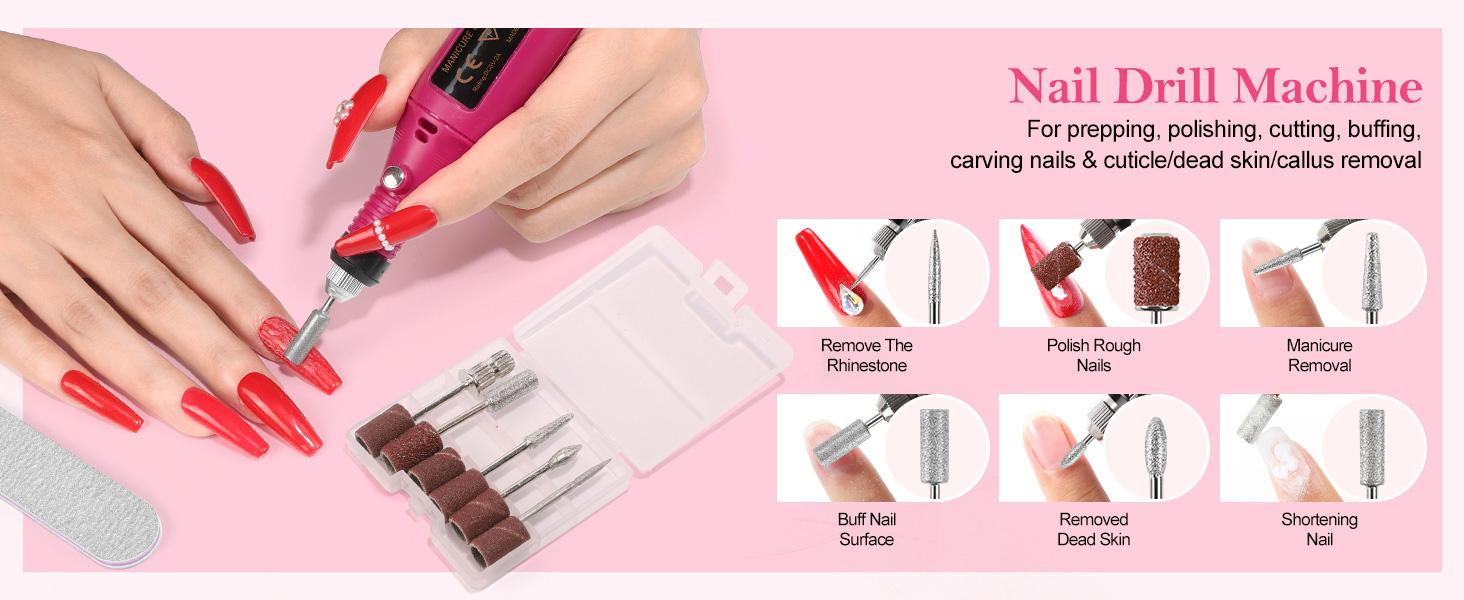 Acrylic Nail Kit for Beginners with Everything Professional Nails Kit Acrylic Set with Drill and U V Light Glitter Powder Decorations Rhinstones DIY Gifts for Women