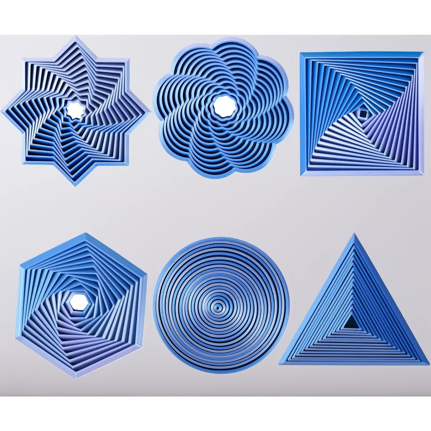 Unisex 4-Pack Geometric Fidget Toy Kit - 3D Printed Blue & Pink Triangle, Round, Square Blocks, Desk Decoration for Stress Relief (Adults/Kids)