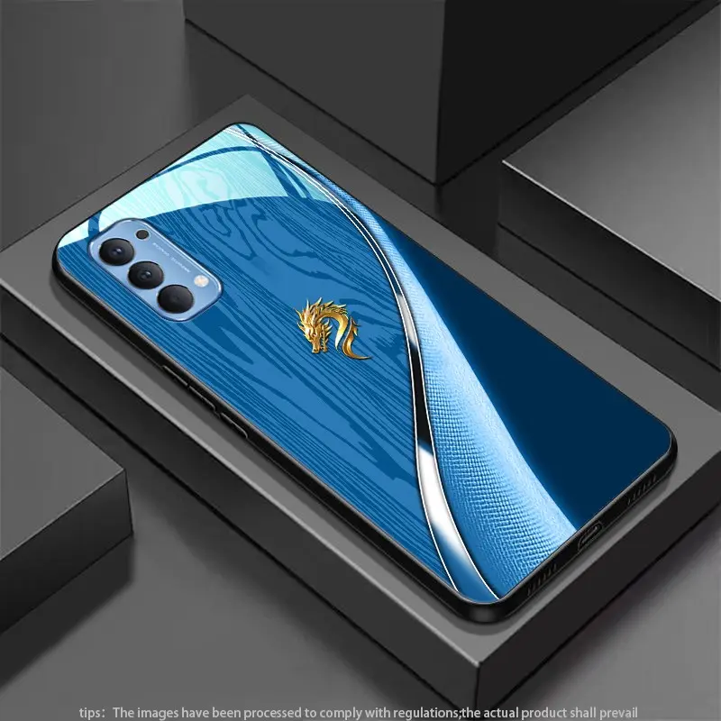 Dragon Travels the World for OPPO Reno3 Pro,Find X2 Neo,Reno4,Reno4 Pro,Reno5,Reno5 Z,Reno5 Pro,Reno6,Reno6 Pro,Reno6 Pro+,Reno6 Z,F19 Pro+ Hard Case Glass texture light luxury new styles Phone Case