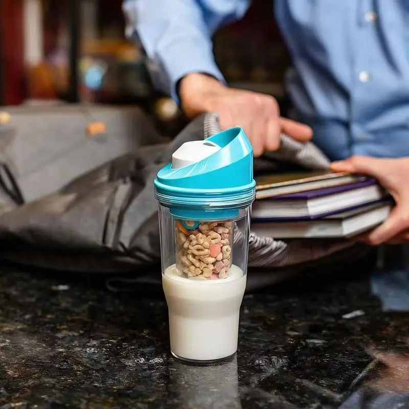 1 Count Portable Plastic Cereal Cup for Travel Breakfast, No Spoon Needed, Convenient Meal Solution, Ideal for On-The-Go Use, 1 Count