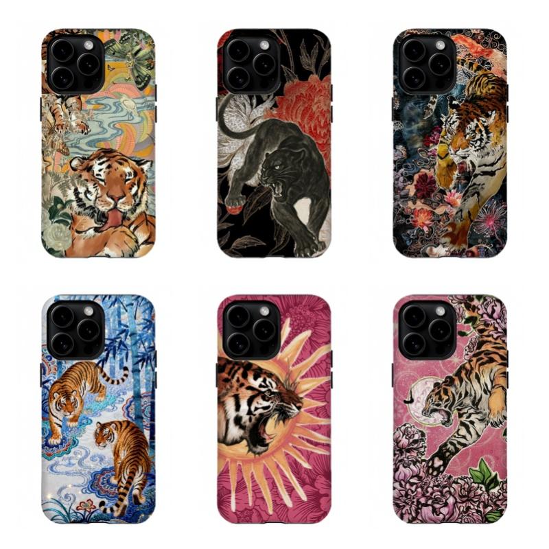 Wild Tiger & Panther Phone Case Tough Protective Cover for iPhone 16 15 14 13 12 11 17Pro Max Samsung S25 S24 S23 S22 Ultra Gifts for Fans Men Women Phone Accessories