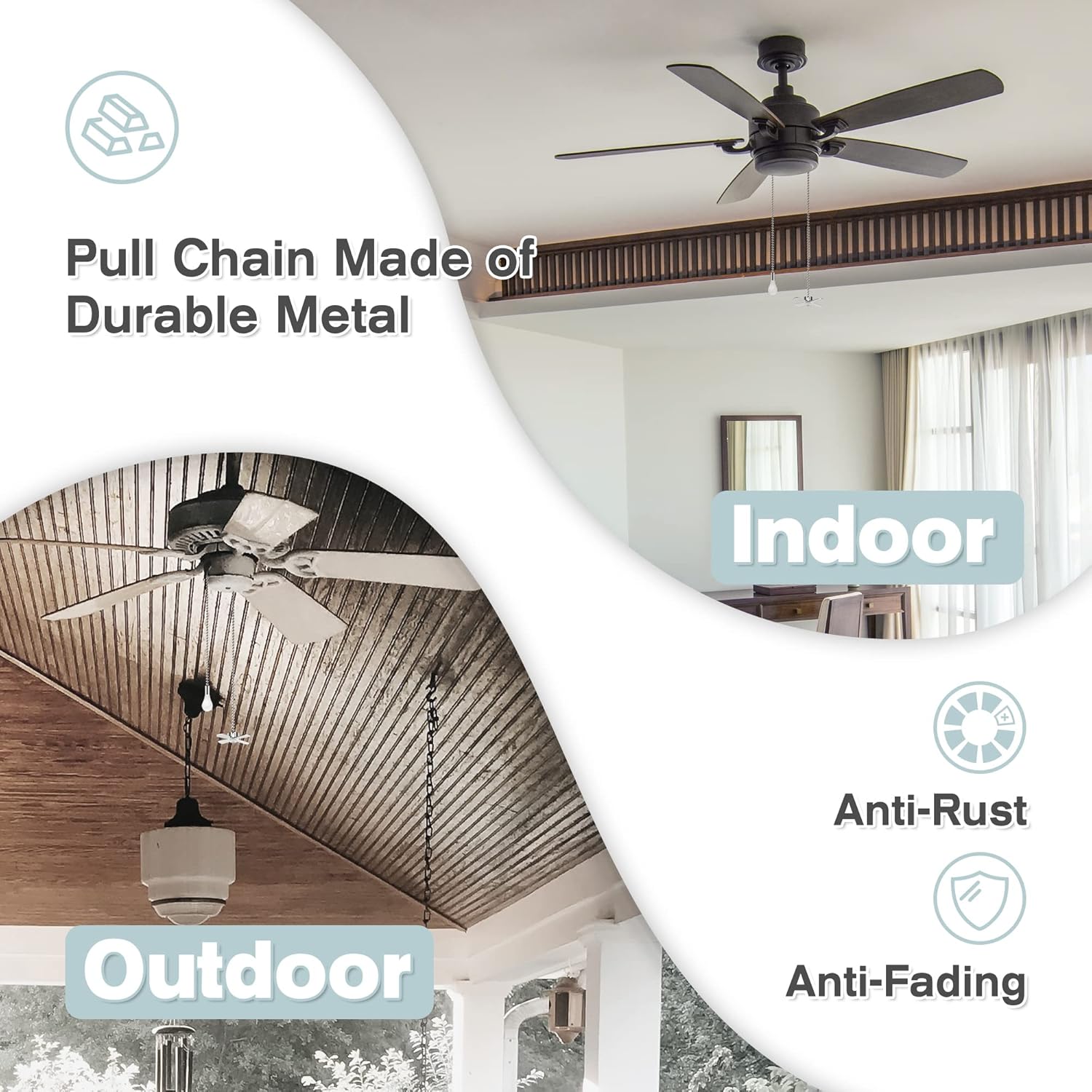 Ceiling Fan Pull Chains With Decorative, 4 count Of Black Ceiling Fan Chain Extenders 13.6 Inches Fit All Standard Ceiling Fans And Light FixturesPull Chain Extension With Connector.