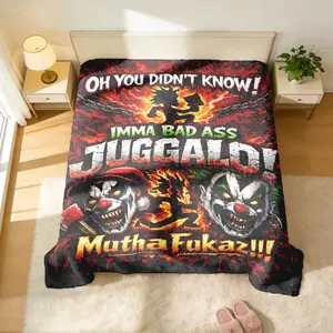 Insane Clown Posse Juggalo Horror Clown Flame Throw Blanket - Dark Carnival Subculture Graphic Prints, Soft Flannel Warm Cover, Machine Washable, Multi-Scene Use, Unique Gift for ICP Juggalo Fans