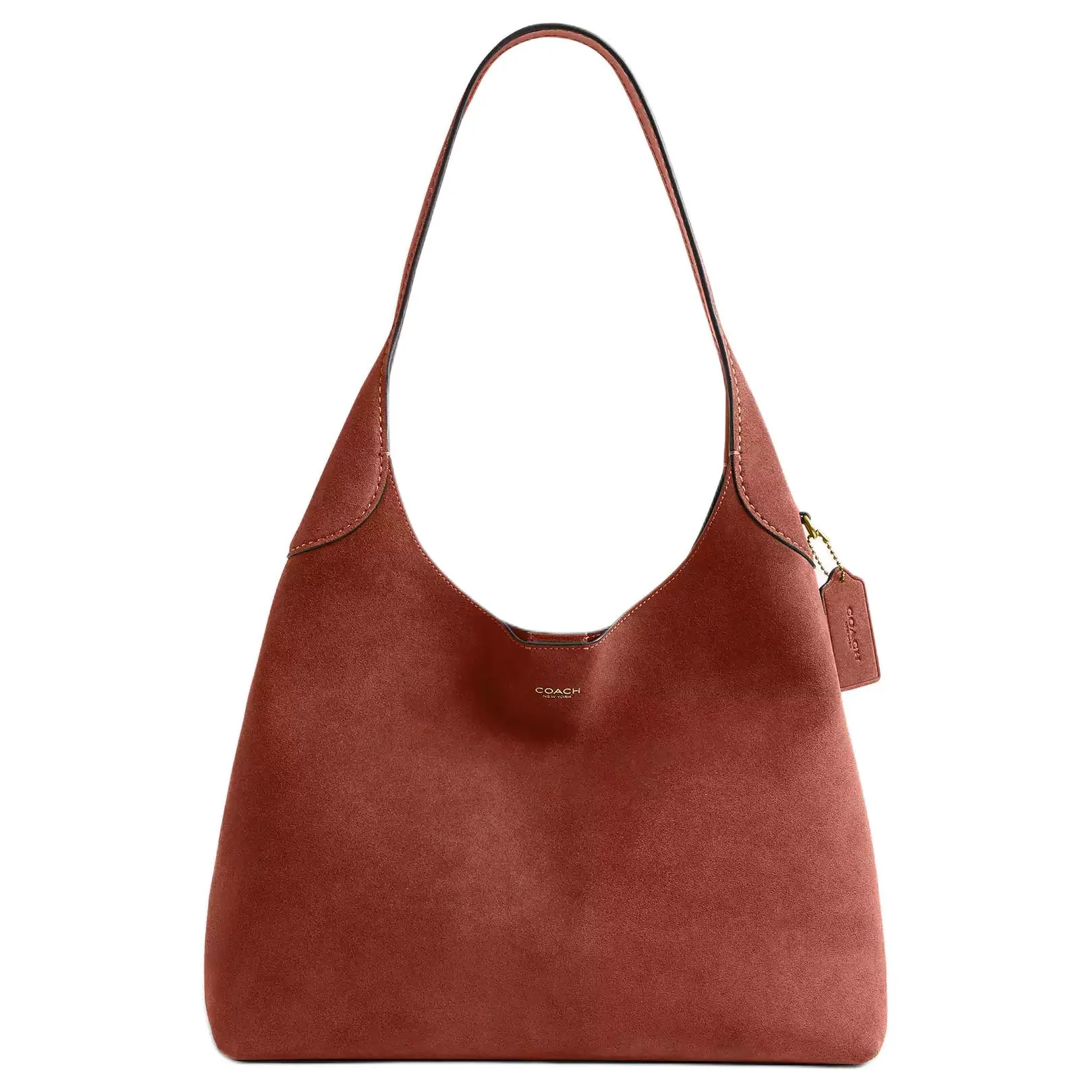 COACH Brooklyn 34 Embossed Leather Shoulder Bag for Women, Medium Size, Terracotta