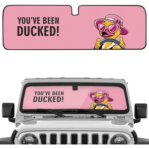 Duck Windshield Sun Shade, Cute Shade Heat Shield，51.57 in *16.14 in, Compatible with JK JKU TJ 2 Door / 4 Door. (Pink)Gift.