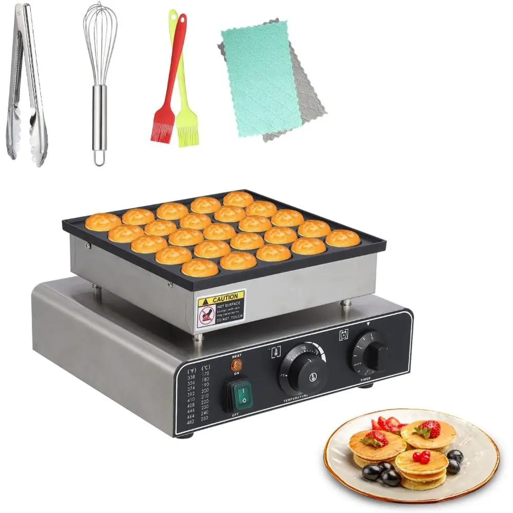 Gaomon Mini Pancakes Maker Machine - 25-Piece Commercial Electric Non-Stick Waffle & Muffin Maker, 1.8in Diameter, 50-300℃ Separate Temperature Control, for Home Kitchen & Commercial Use