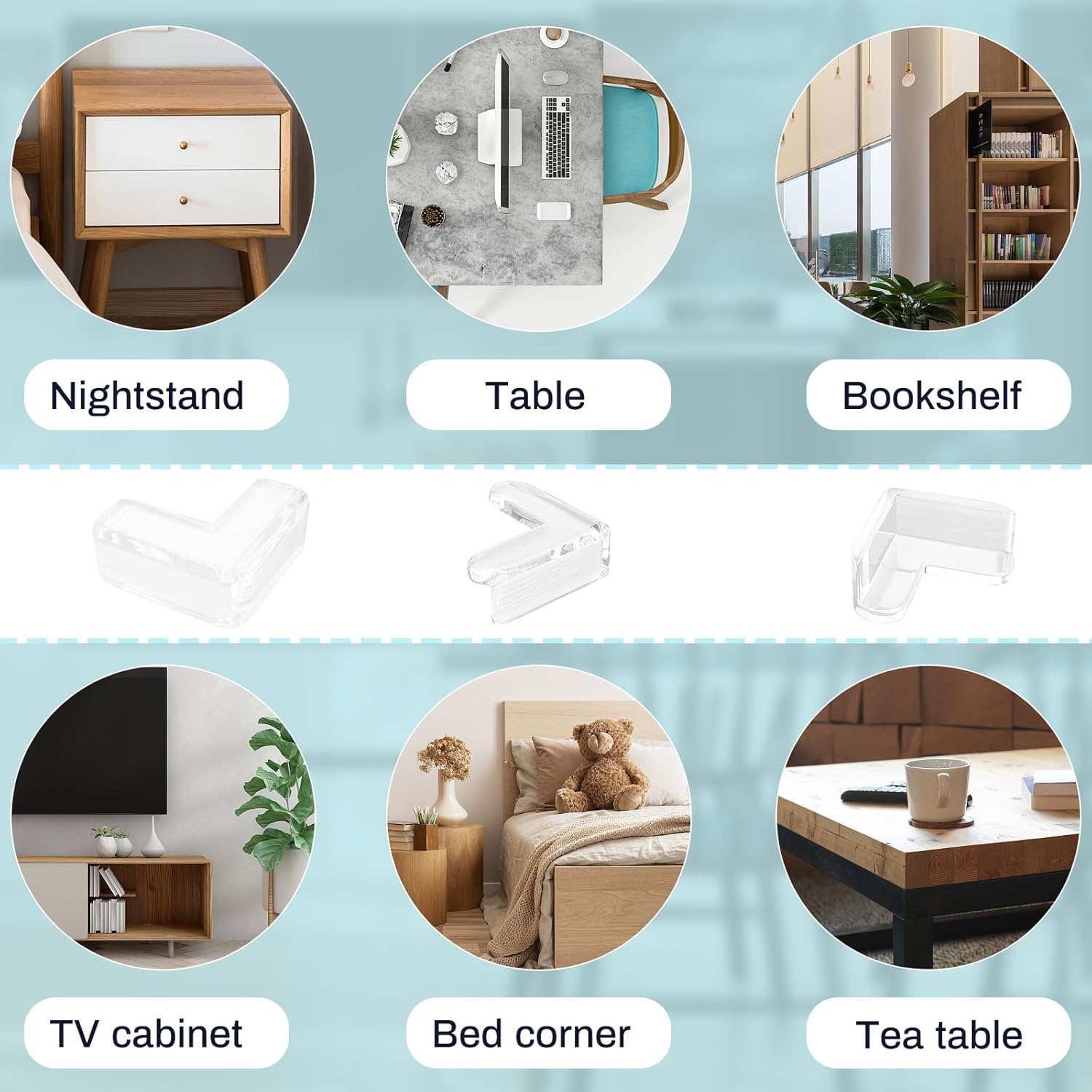 16 Pack Clear Corner Protectors for Furniture Edge & Table Corner Silicone Guards with Soft Cushion Bumpers.