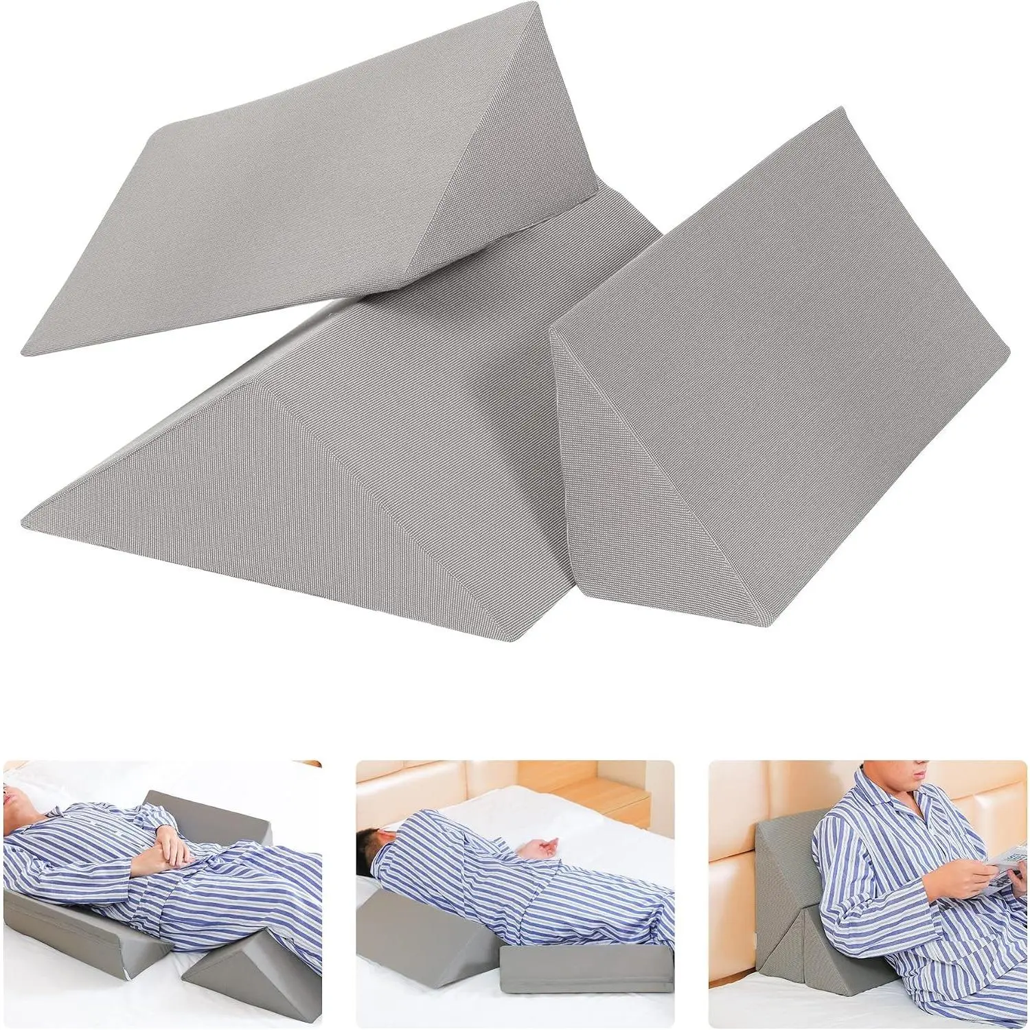 3 in 1 Bed Wedges & Body Positioners, 40 Degree Wedges for Bed Positioning, Positioning Pillows for Elderly, Wedge Pillow for Bed Sores, Side Sleeping, After Surgery, Knees Elevated, Back Pain