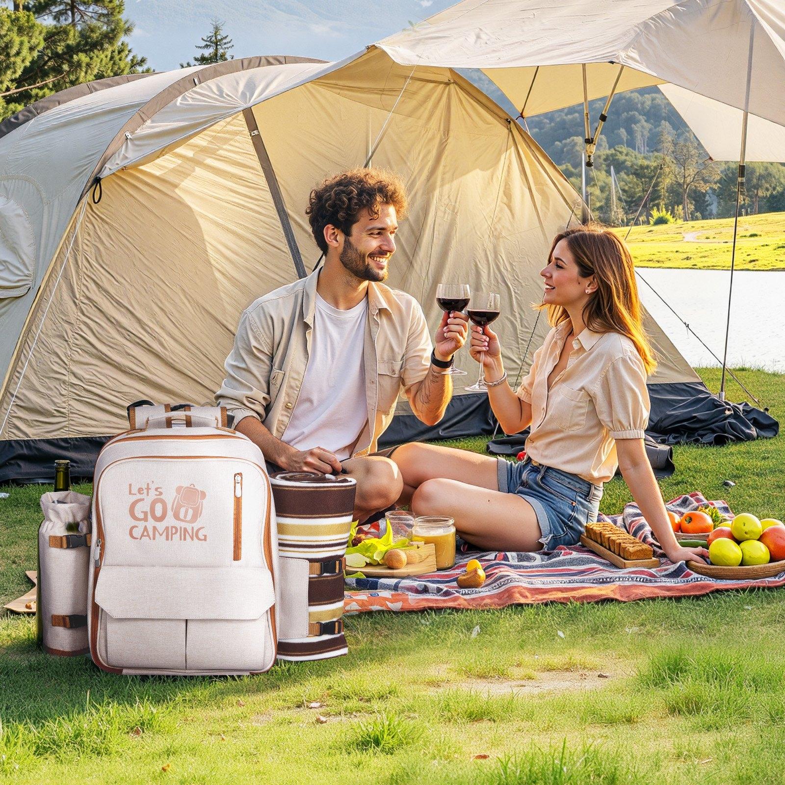 VEVOR Picnic Backpack, Beach Picnic Backpack Bag for 4 Person with Insulated Cooler Compartment, Detachable Bottle/Wine Holder, Lightweight Blanket, Plates & Cutlery Set for Outdoor, Hiking, Camping VEVOR Picnic Backpack, Beach Picnic Backpack Bag for 4 Person with Insulated Cooler Compartment, Detachable Bottle/Wine Holder, Lightweight Blanket, Plates & Cutlery Set for Outdoor, Hiking, Camping