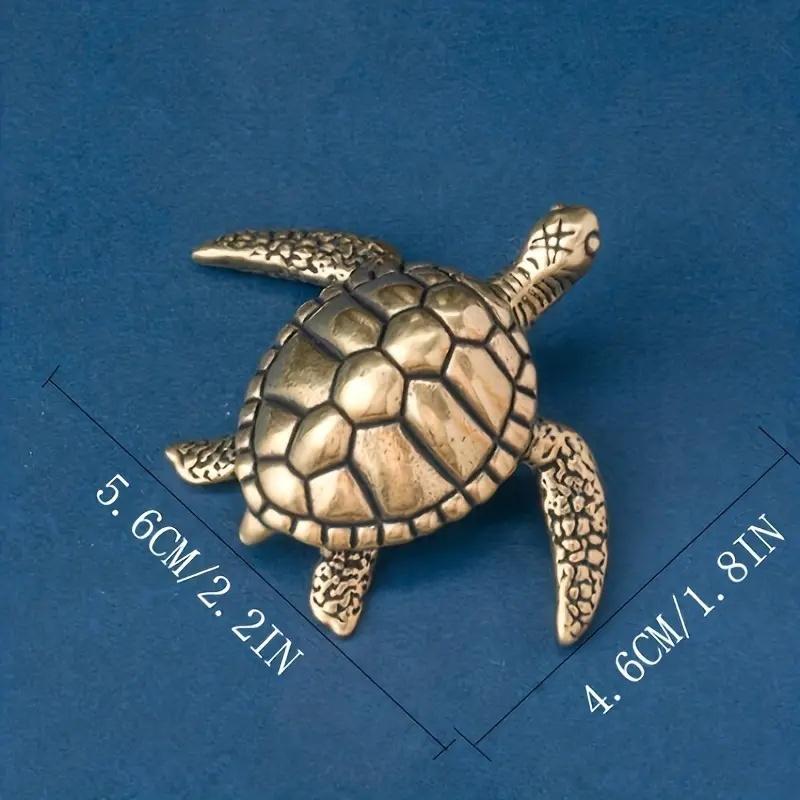 Solid Brass Sea Turtle Decor, Handcrafted Intricate Detailing Turtle Ornament, Durable Indoor/Outdoor Art for Home Office Garden Patio, Garden Sculptures Statues