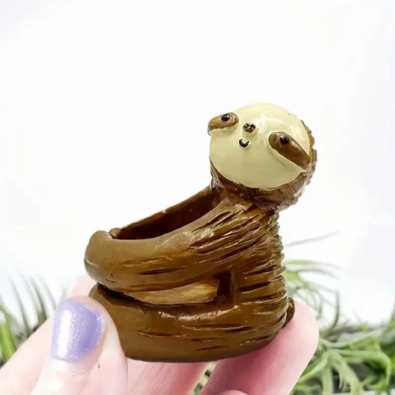 Sloth Design Plant Pot, Cute Resin Sloth Plant Stand Ornament, Desk Ornament for Home Office, Garden Supplies, Home Decor