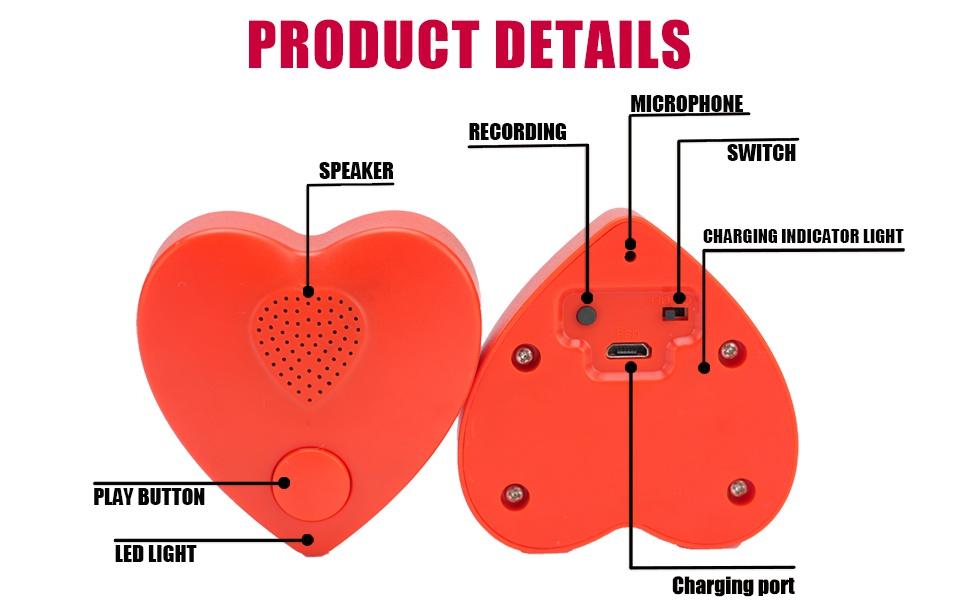 Voice Recorder,350s Voice Box for Recordable Presents Button Sound Box for Stuffed Animals, Mother's Day Valentine Christmas Plush Toy,Manual DIY Creative Sound Present for Boys Girls (Red)