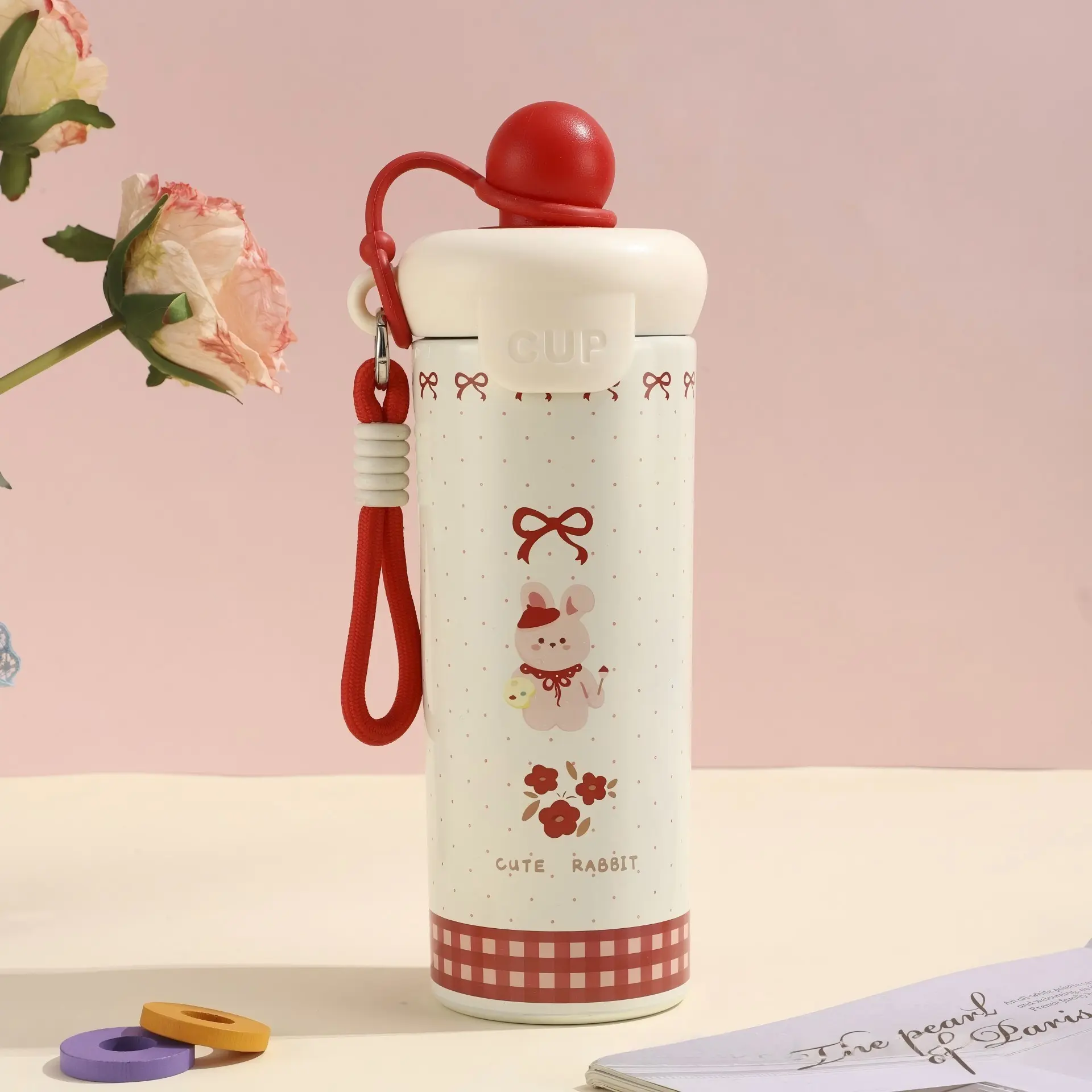 600ML Insulated Tumbler with Straw, Stainless Steel Leak-Proof Coffee Cup, Travel Mug for All Seasons, Fashion Gift for Women, Vacuum Thermos Bottle