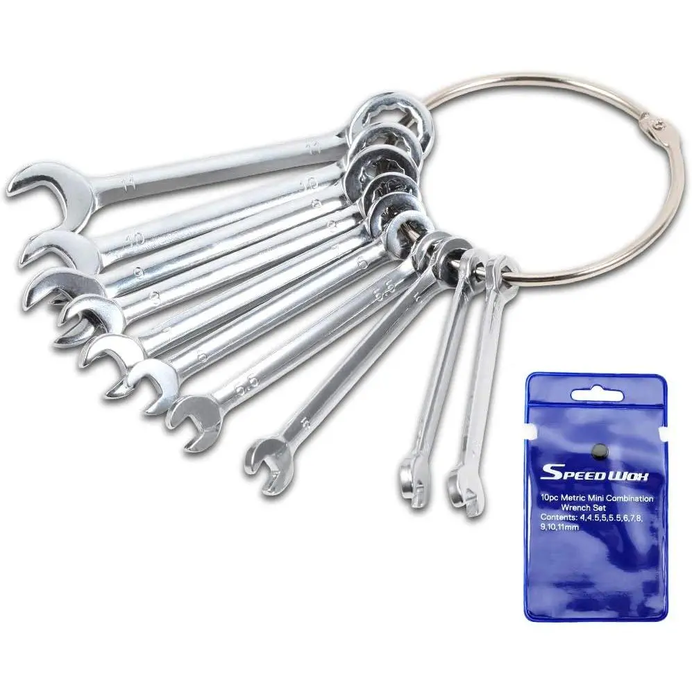 Small Wrench Set, 10 count, 4-11mm Mini Combination Wrench Sets with Portable Storage Pouches and A Ring