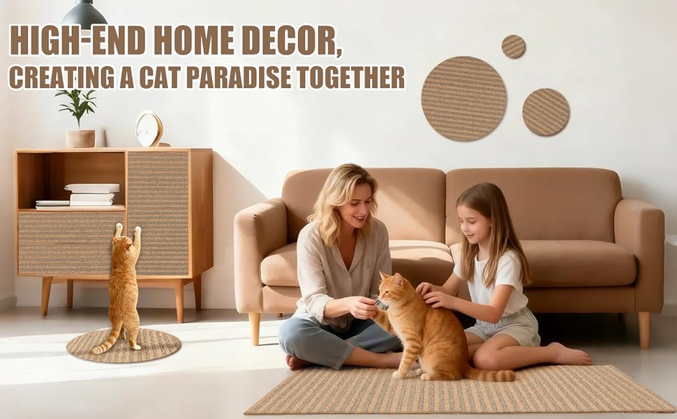 Natural Cork-Cat Scratch mat-Cat Scratch Pad Rug-cat Couch Protector-Scratch Furniture Protector for Post/Sofa/Floor-Wall Scratchers for Indoor-Carpets Scratching-Stretching- Kitty Gifts-Brown