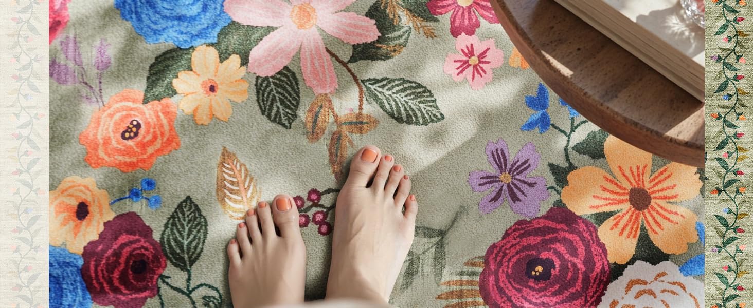 Pink Area Rug 4x6 Rug Washable Boho Rugs Non Slip Low Pile Floral Small Carpet for Bedroom, Bedside, Kids Room, Office, Dining Room(Light Pink, 4 x 6)