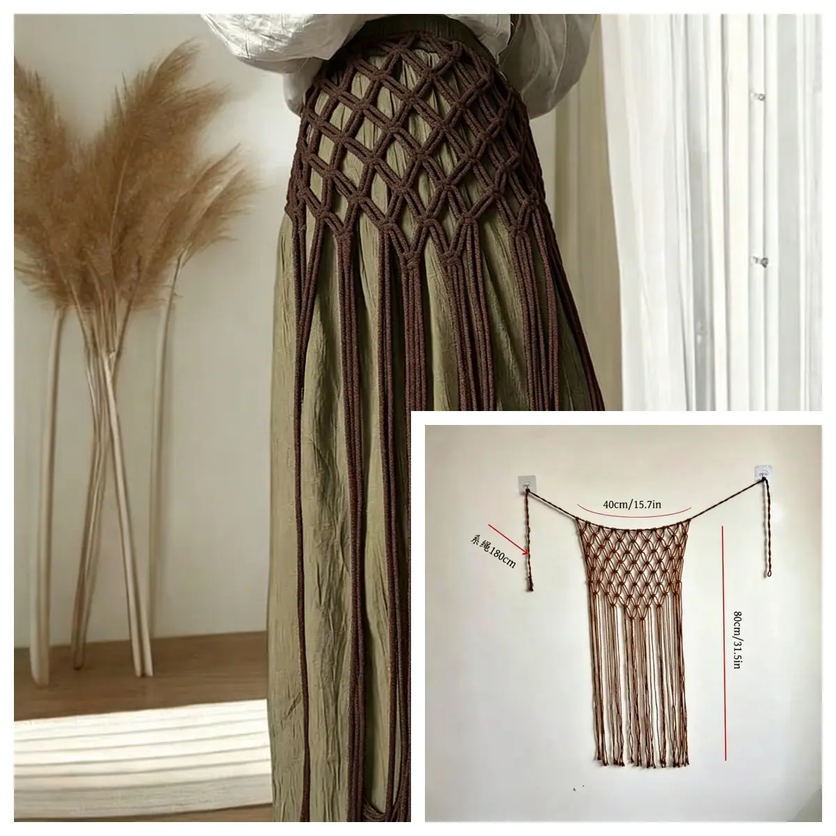Women's Handmade Macrame Tassel Skirt Cover Up, Hollow Crochet Fringe Waist Wrap, Bohemian Beach Sarong, Boho Festival Photoshoot Outfit, Knitted Mesh Tassel Over Skirt for Vacation
