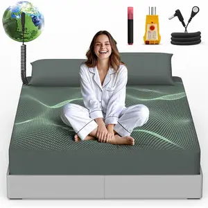 Grounding Sheets  Size, 95%  + 5% Pure  Fiber, Fitted Bed Sheet with Deep Pocket Up to 15'', Earthing Mattress Pad with Grounding Cord
